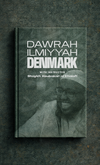 Shaykh Abubakr Al-Khalafi teaching Islamic jurisprudence to students in a traditional study circle setting